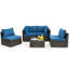 Ensemble de conversation modulaire en rotin 5 pièces avec coussins