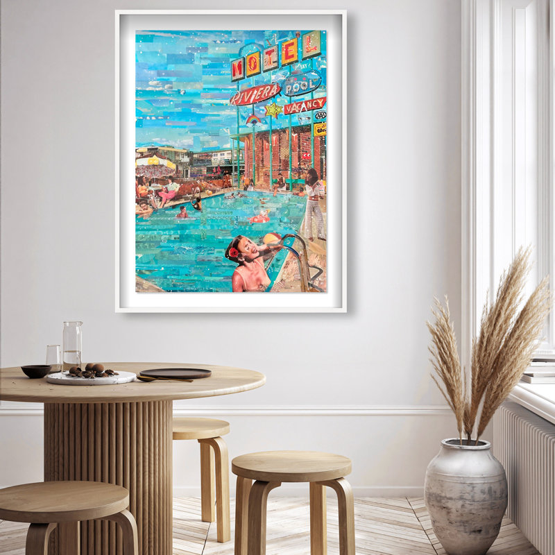 Oliver Gal Katy Hirschfeld - Riviera Motel Americana - Luxury Shadowbox Framed Wall Art, 46.5" H x 37.5" W