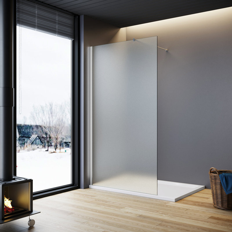Walk in Shower Enclosure With Full Frosted Easy Clean Safety Glass, Silver, 80"