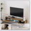 Meuble télé flottant, meuble télé mural avec lumières DEL et prise de courant, meuble télé flottant mural 65 po avec 16 couleurs DEL