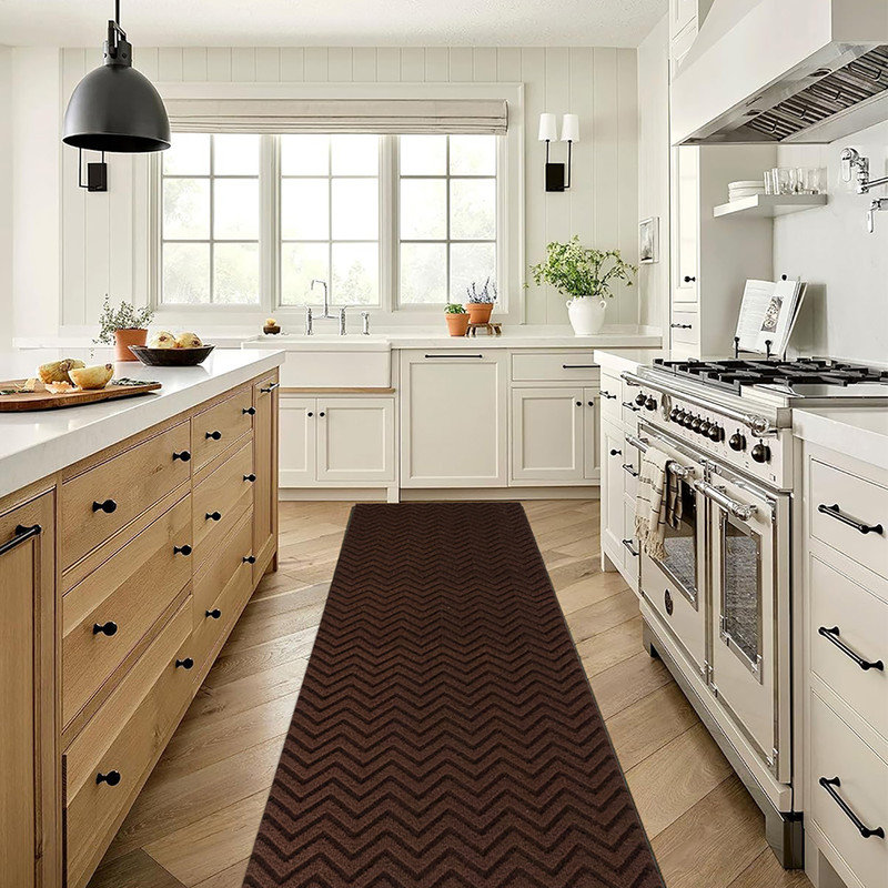 Custom Size Non-Slip Runner Rug Brown Indoor Area Rug for Hallway Kitchen, Runner 1' x 18'