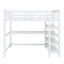 Lit mezzanine en bois de pin massif avec bureau sous le lit et tablettes de rangement-861488097
