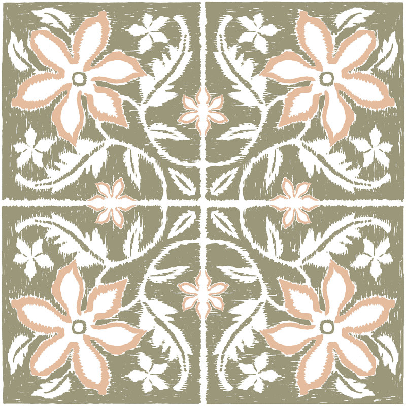 Carreaux de sol pelez et collez Lillium, Vert