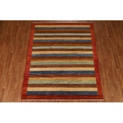 Tapis rayé moderne Gabbeh 6 x 8