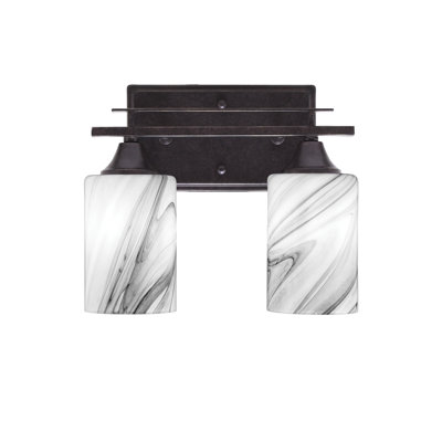 Uptowne 2 Light Bath Bar Shown In Dark Granite Finish With 4" Glass