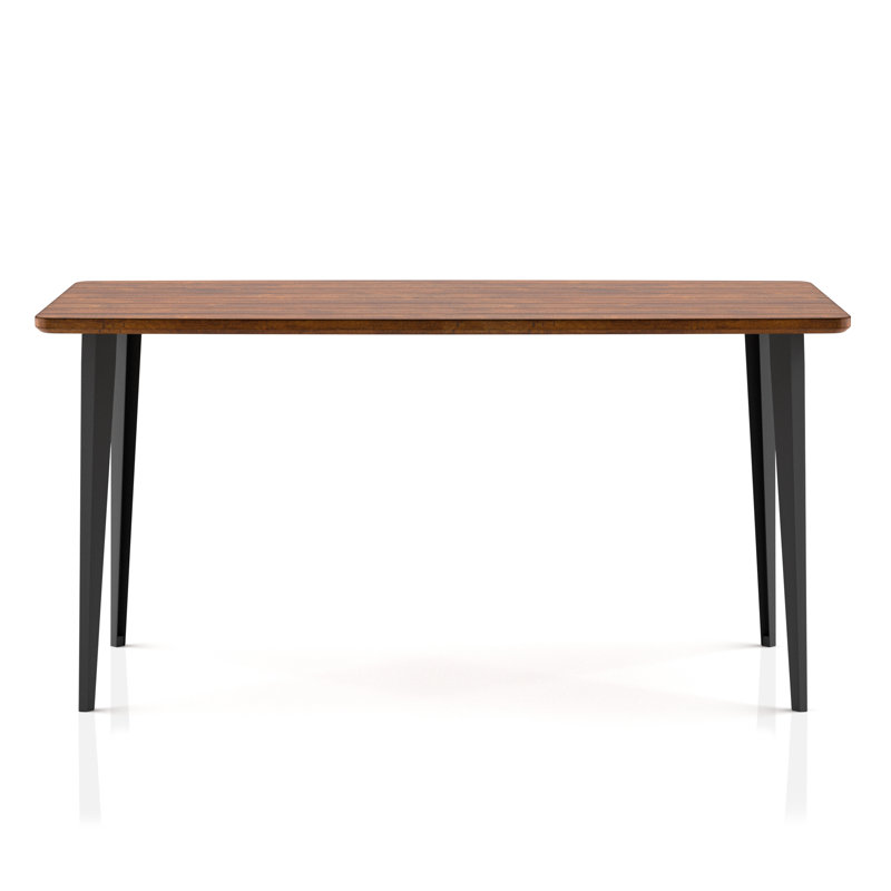 Enchante Rectangular with Steel Base Dining Table, Dark Oak