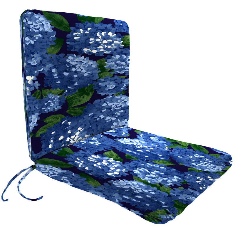 Outdoor Chair Cushion with Ties, Hydrangea Midnight