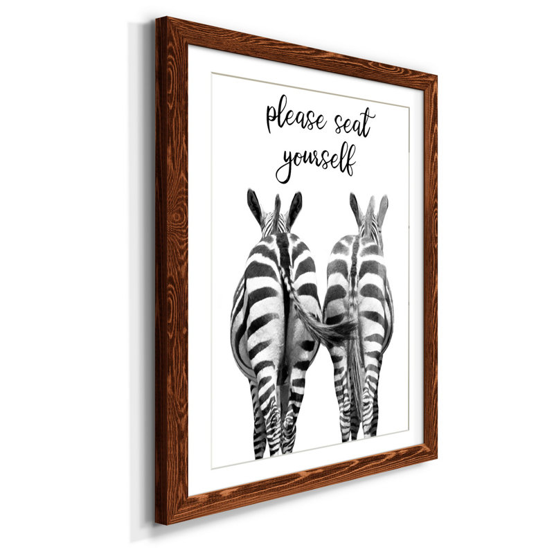 " Zebra Bum ", 31.5" H x 23.5" W x 1.5" D, Maple Framed