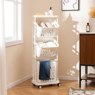 Plastic Rolling Laundry Basket