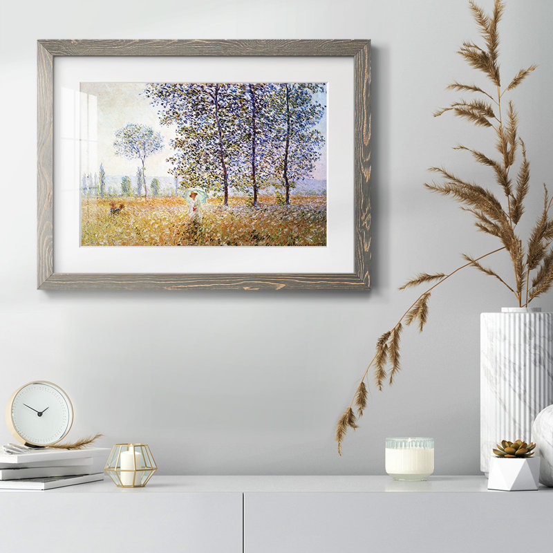 Peupliers dans la lumière du soleil par Monet - impression d'un seul cadre photo, Gris, H 14 po x l 20 po x P 1,5 po