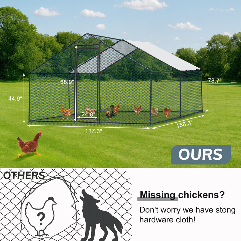 Emmeric Walk In Chicken Run, H 78 po x l 157 po x P 117 po, Noir