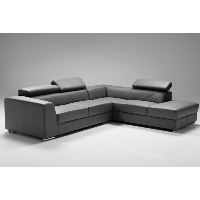 Canapé modulaire faisant face à la gauche en cuir véritable de 110 po Icon, Similicuir gris foncé