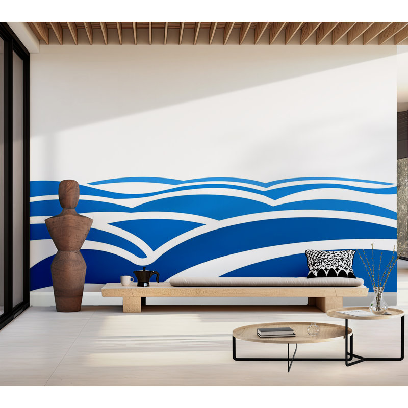 Papier peint de qualité supérieure - Vagues océaniques abstraites, L 96 po x l 120 po