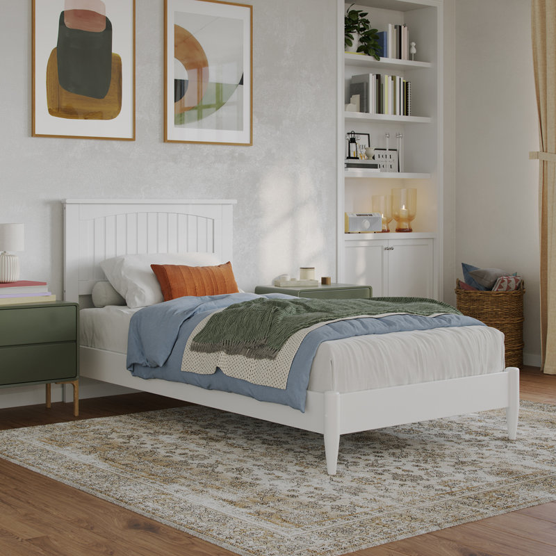 Lit plateforme Amandalee, Blanc, Simple TG