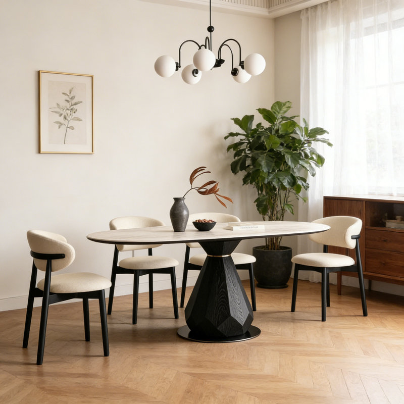 Stylish Slab Rock Oval Dining Table