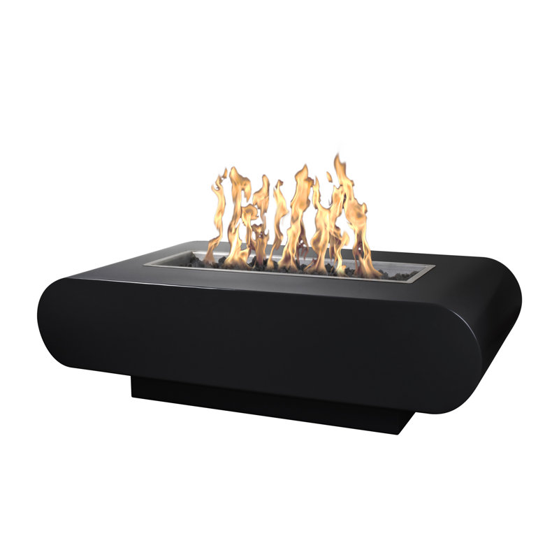 La Jolla Steel Propane/Natural Gas Fire Pit, 15" H x 48" W x 28" D, Black, Natural Gas