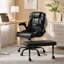 Fauteuil de bureau ergonomique pivotant à pieds croisés, repose-pieds rotatif à 360 °, roues, réglage de la hauteur pour une assise flexible-2130795494-2130795489