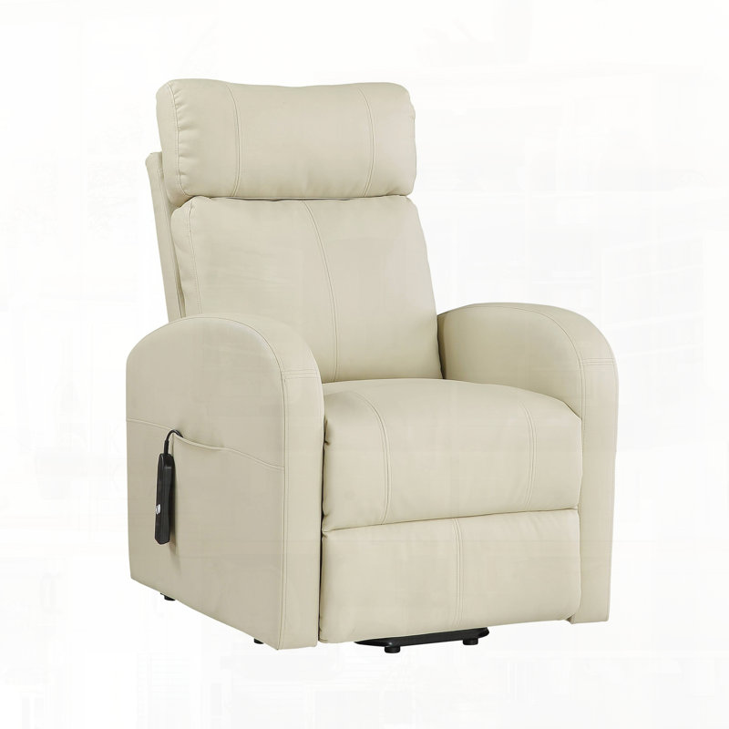 Synthetic Leather Power Motion Recliner with Lift, Beige