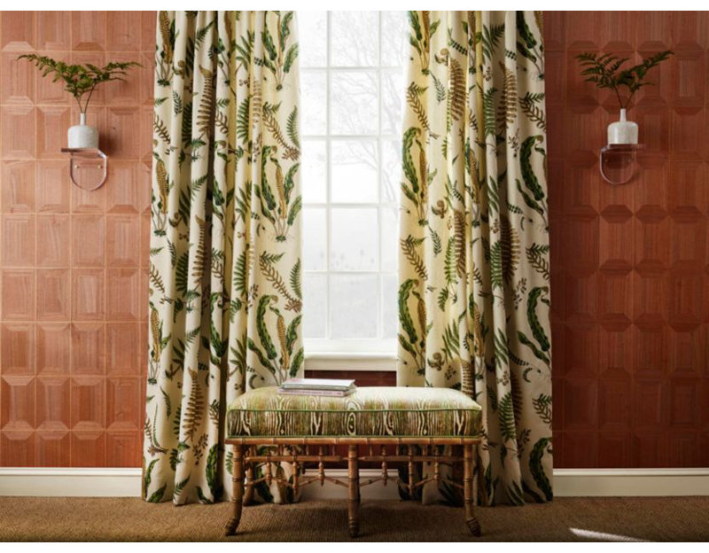 Tissu Elsie De Wolfe Sunbrella, Vert / blanc cassé
