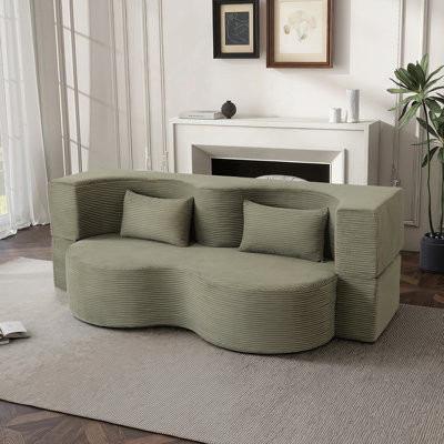 Canapé-lit pliable 2-en-1, canapé-lit convertible pliable sans os de 75 pouces, canapé-lit rembourré en mousse à mémoire de forme avec 2 coussins pour le salon