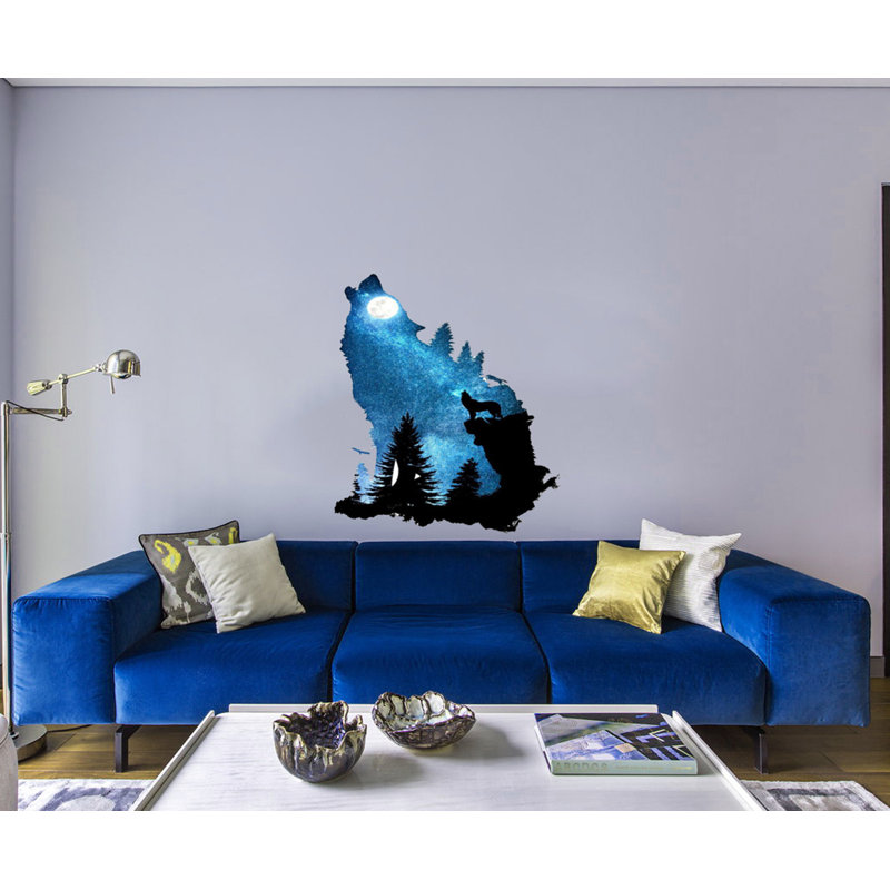 Décalcomanie murale loup de lune, H 33 po x l 46 po