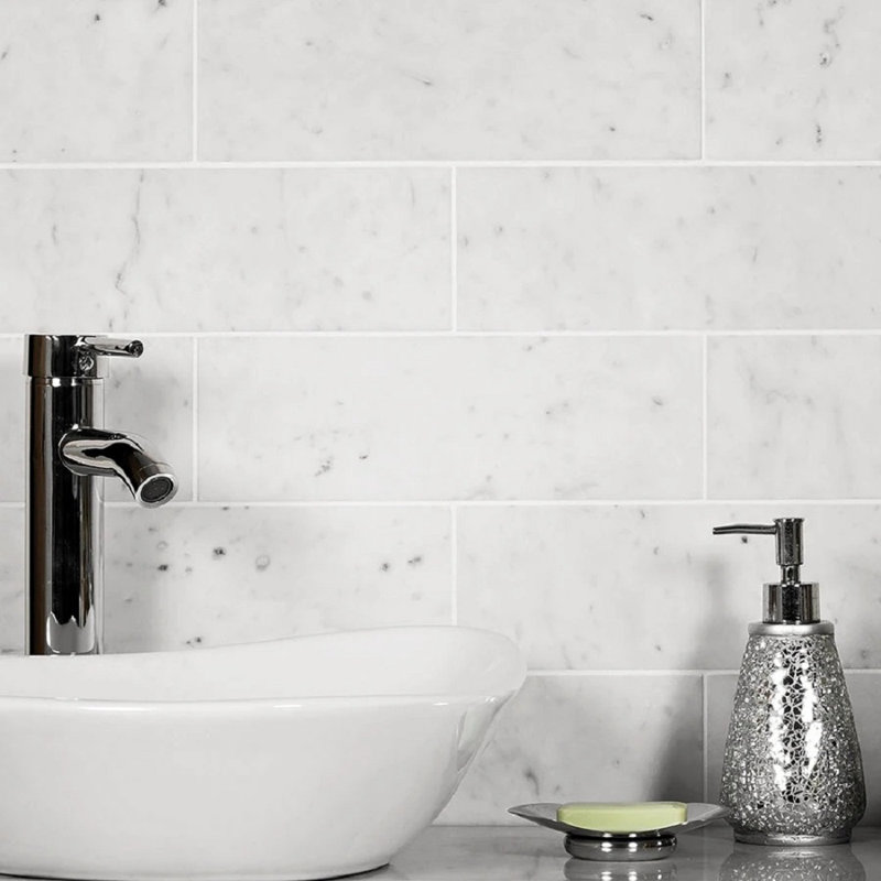 4 x 12 Bardiglio Nuvolato Marble Look Subway Tile