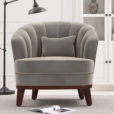 Élégant fauteuil d'appoint en tonneau rembourré Ava
