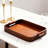 Elegant Rounded Corner Tray With Walnut Wood And Leather Accent For Jewelry, Cosmetics, Remote Control And Home Decor Organization