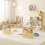 Cadre de lit simple pour enfants avec rangement à double couche, lit de plancher en métal à profil bas avec garde-corps de sécurité complet, table de chevet réversible, blanc, sans lattes incluses
