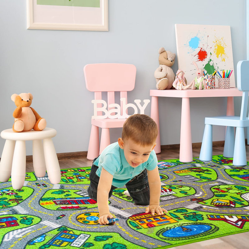 Kids Car Play Mat Rug | City Life Educational Road Traffic Carpet | X-Large 71"x39" | Non-Skid, for Playroom or Bedroom | Ages 3-1