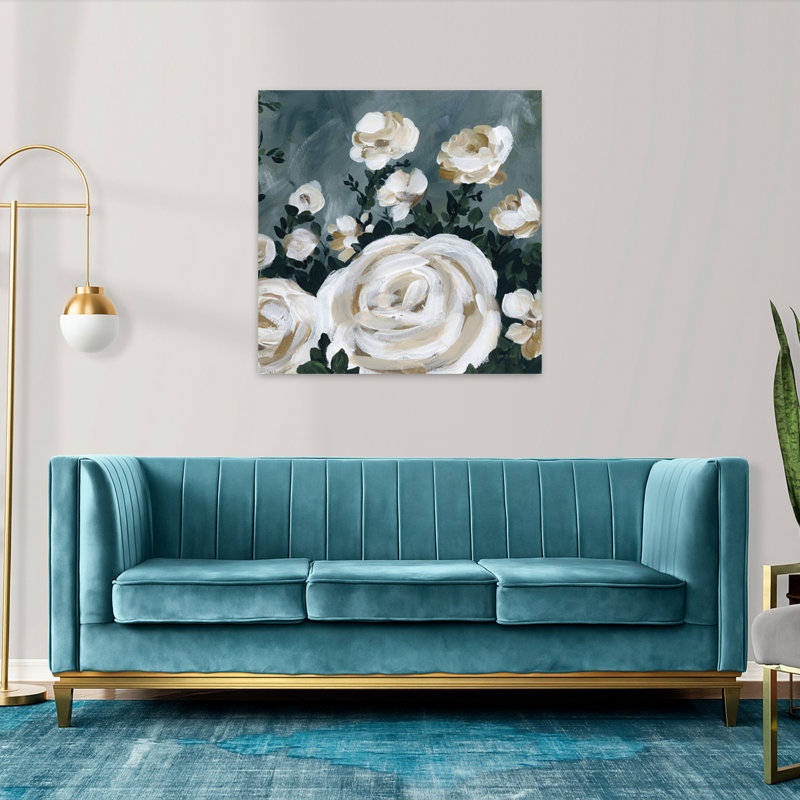 Art floral abstrait contemporain Moody Roses, H 36 po x l 36 po