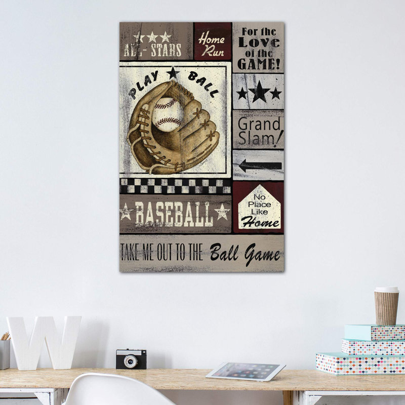 Baseball All Stars par Linda Spivey - impression d'art graphique, H 48 po x l 32 po x P 1,5 po, Toile tendue, Pas de tapis