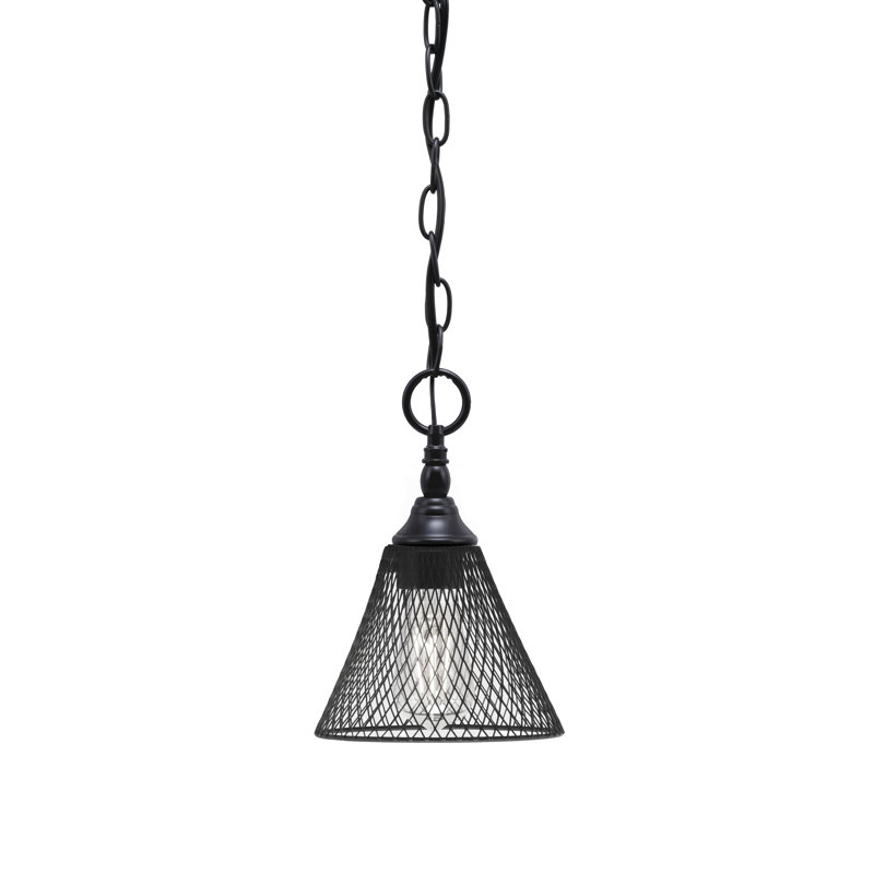 Mini-luminaire suspendu à chaîne avec abat-jour, Noir mat