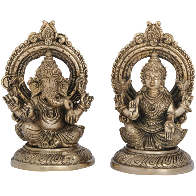 Figurine Lakshmi Ganesha en laiton