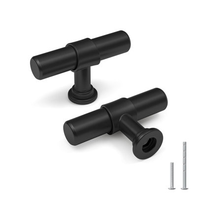 10 Pack Black Cabinet Knobs Black Kitchen Cabinet Knobs Kitchen Drawer Handles T Bar Dresser Handles Modern Pulls for Drawer, 2 Inch Overall Length