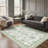 Oriental Geometric Machine Washable Non-Slip Cream Green Indoor Area Rug-918063932-918063930