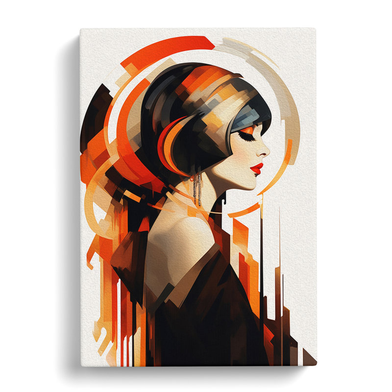Art Deco Woman Gestural No.2 - Single Picture Frame Print, 50cm H x 35cm W x 3cm D