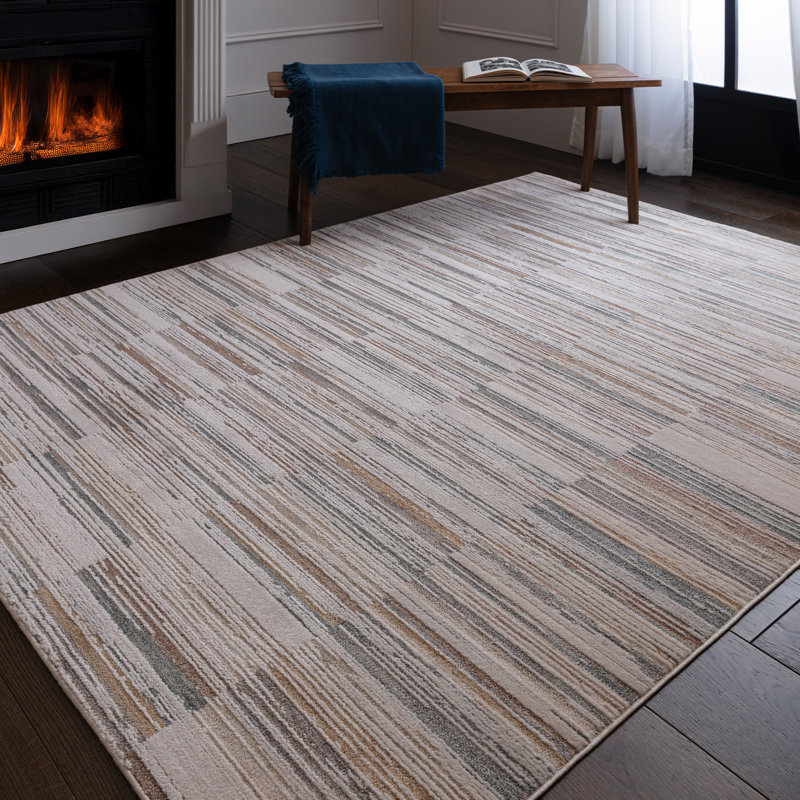 Bezore Stripe Area Rug, Rectangle 200 x 300 cm, Grey