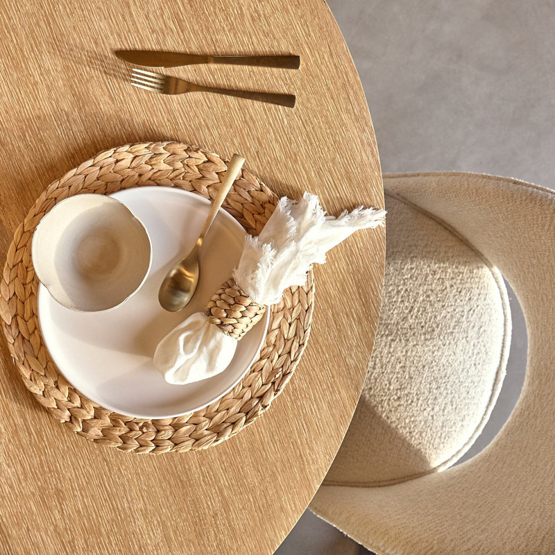 Round Solid Wood Base Dining Table
