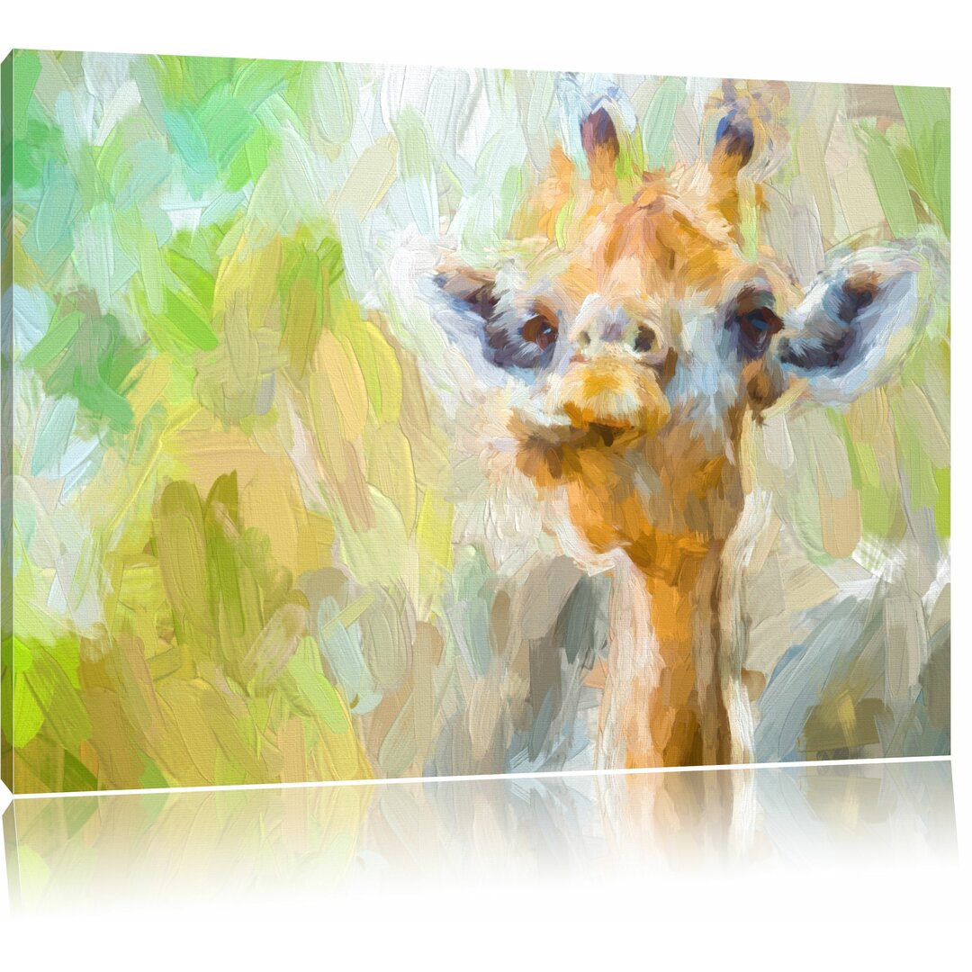 Leinwandbild "Giraffe in der Natur", Grafikdruck