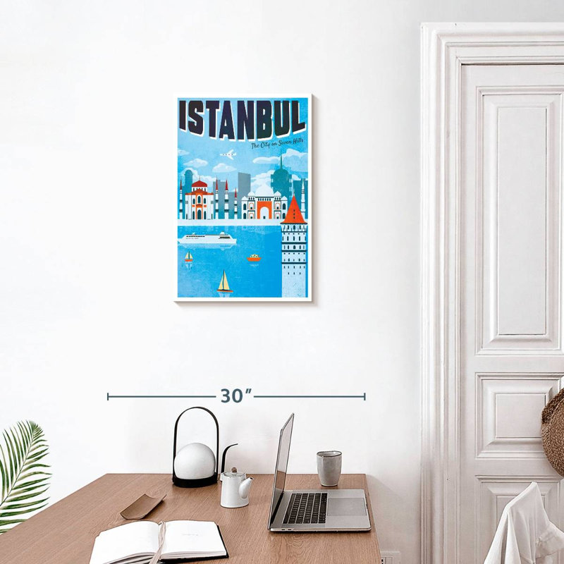 Affiche touristique d'Istambul, rétro, H 24 po x l 16 po