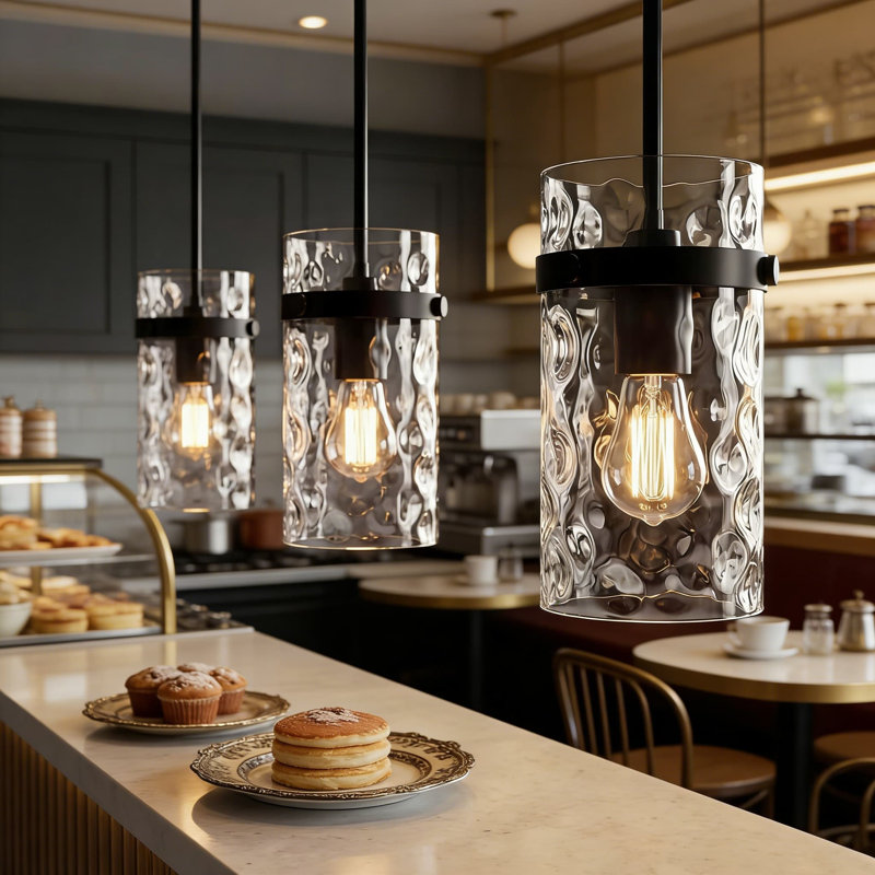 Luminaire suspendu en verre ondulé Modern