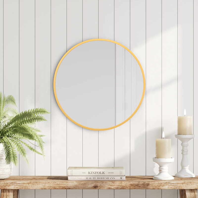 Miroir d'appoint mural Eren, Or, 18 po x 18 po
