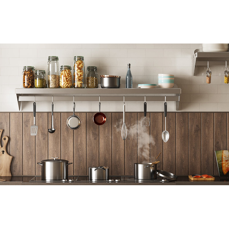 Stainless Steel Flat Wall Mounted Pot Rack