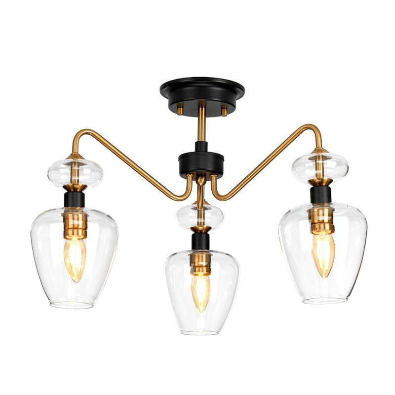 Khari Glass Semi Flush Mount, Aged Brass