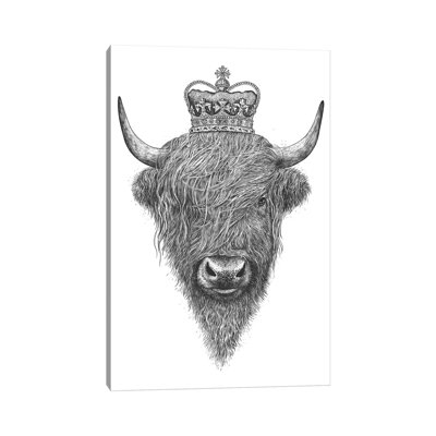 The King Highland Cow by Valeriya Korenkova - Wrapped Canvas Print