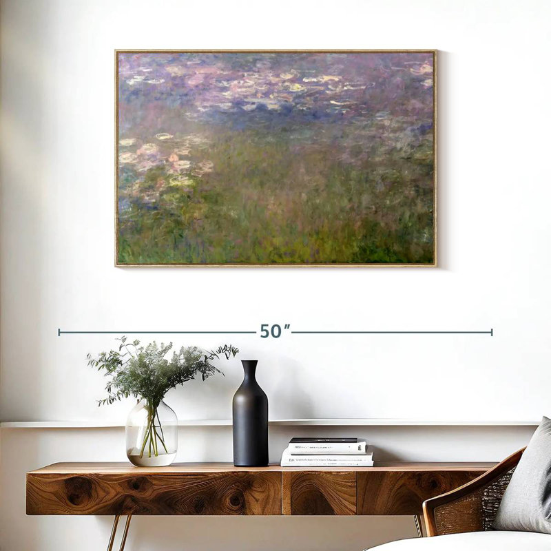 Nymphéas VI, Cadre flottant en bois naturel, 37 po x 25 po