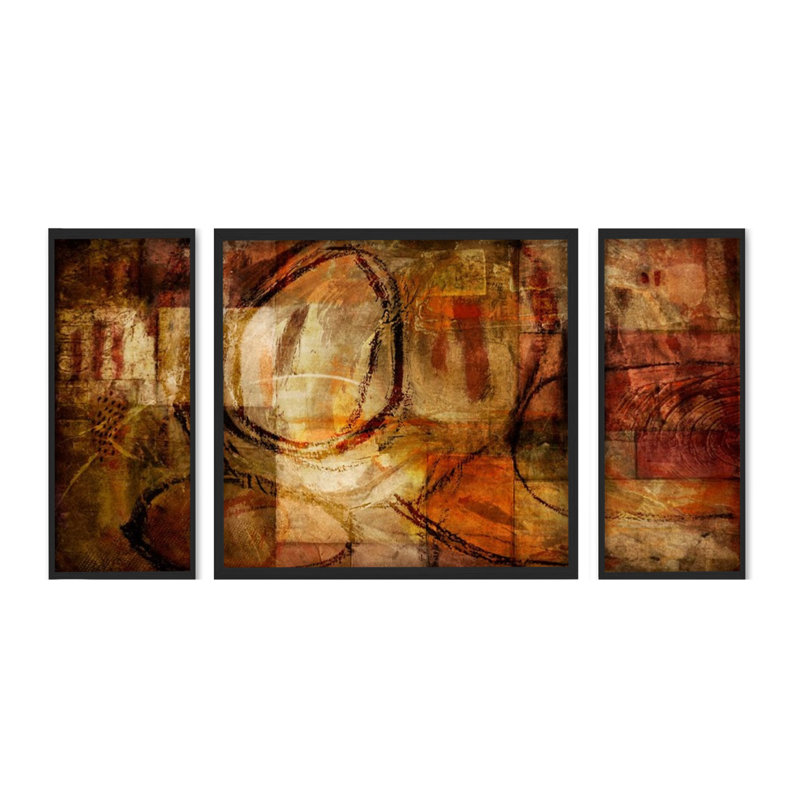 " ETABX III " Graphic Art Set, Black Framed Textured Wall Art, No Mat, 40" H x 60" W