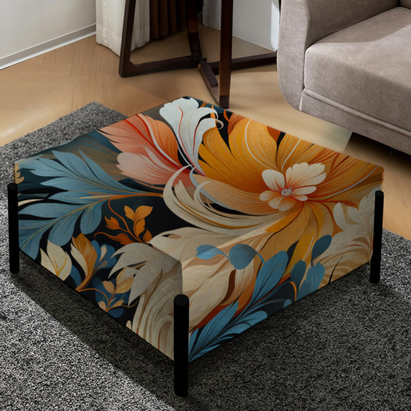 Earthho Tones - Boho Inspire Feather - Grand repose-pieds carré floral
