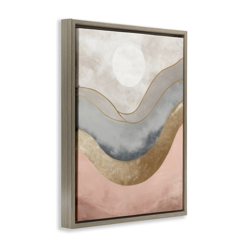 «Lunar Curves Landscape Floater Canvas» par Denise Dundon, Cadre flottant orme Montalcino, H 31 po x l 25 po x P 1,7 po